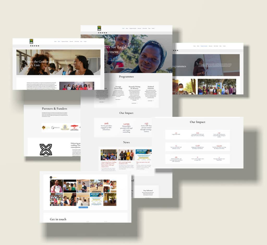 the Gender and Justice Unit website design