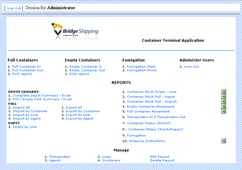 shipping application dashboard