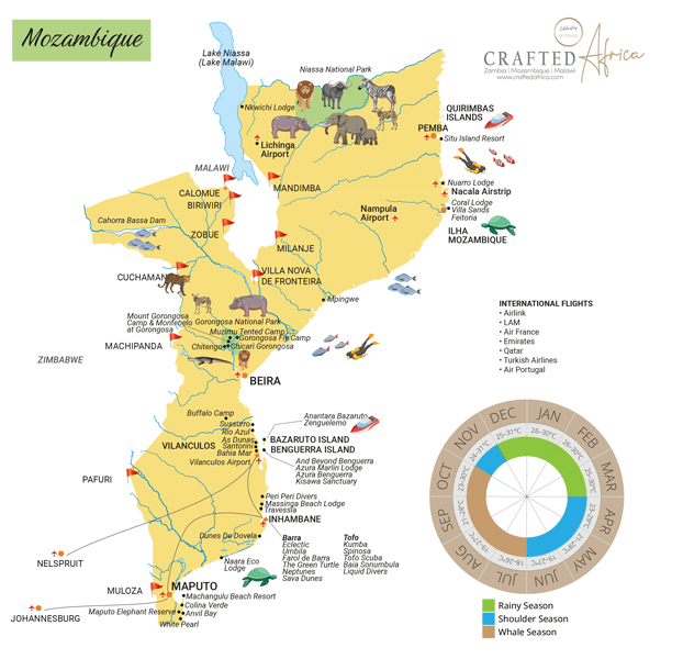 Crafted Africa map of Mozambique